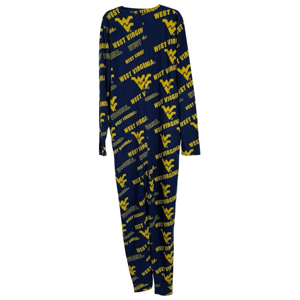 Sideline West Virginia Mountaineers WVU One Piece Union Suit Pajamas Large - Picture 2 of 8